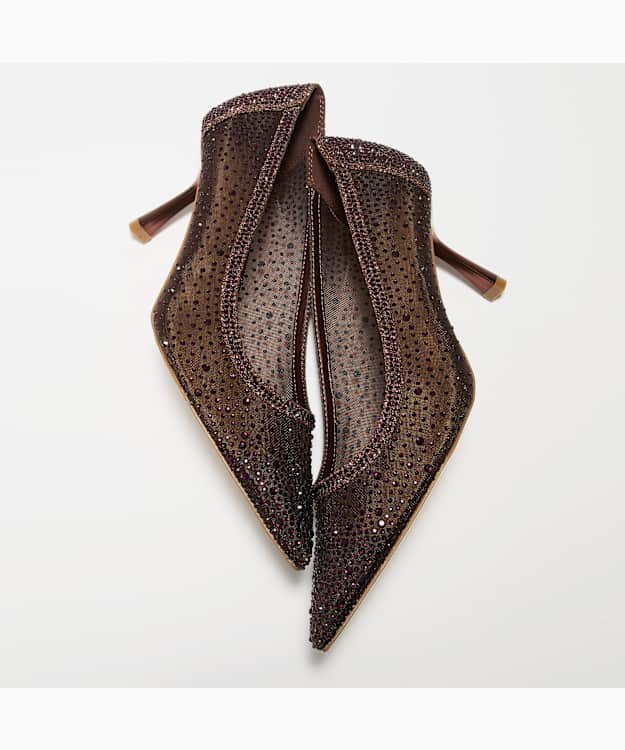 Brivelle Burgundy - Mesh Embellished Court Shoes