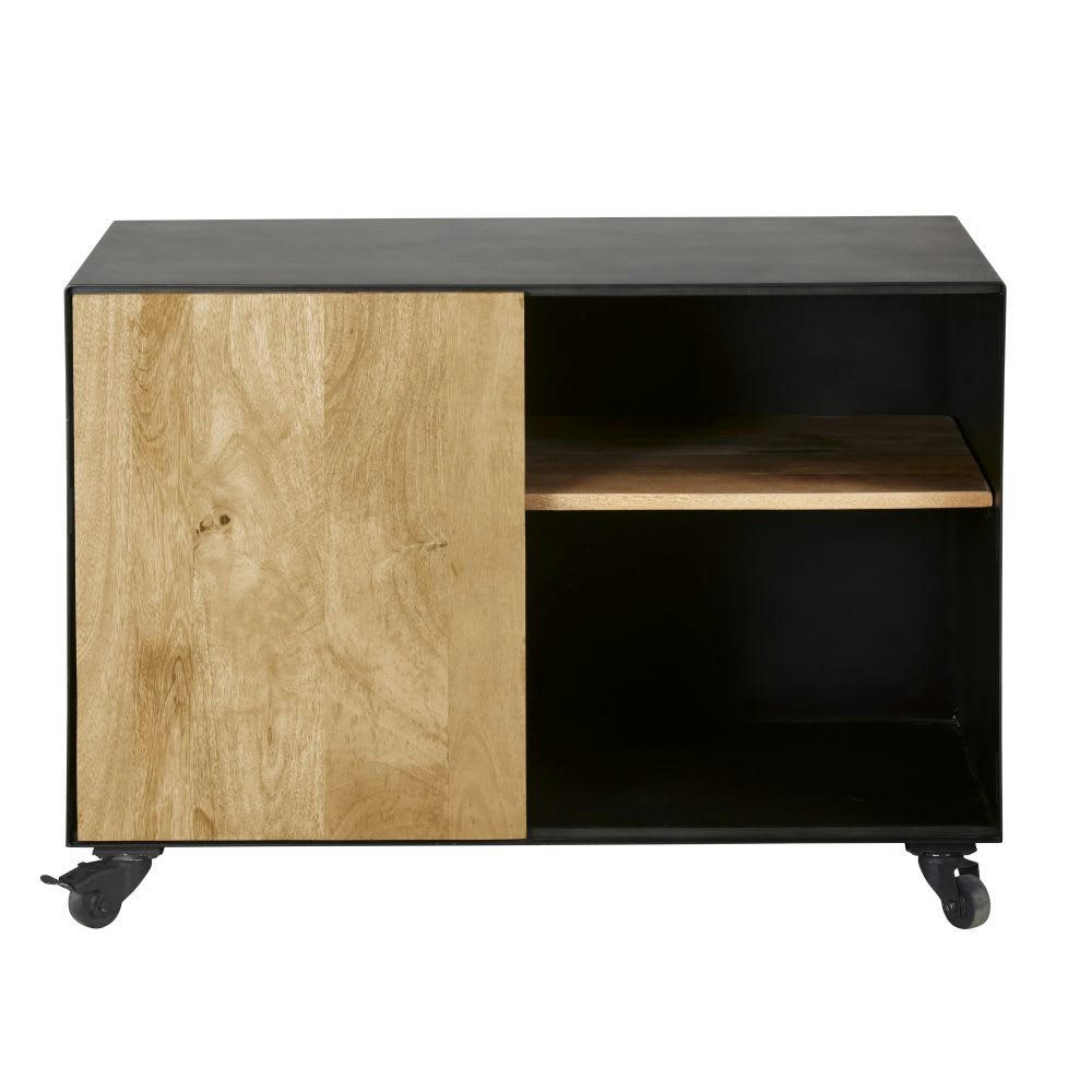 Cincinnati Business - Caisson professionnel à roulettes en métal et manguier massif