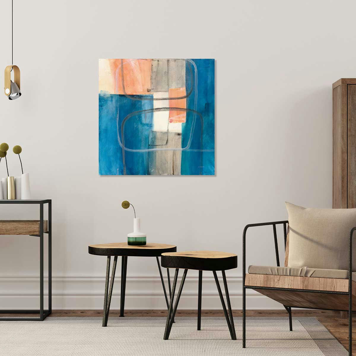 - Tableau Passage bleue imprimé sur toile 80x80cm