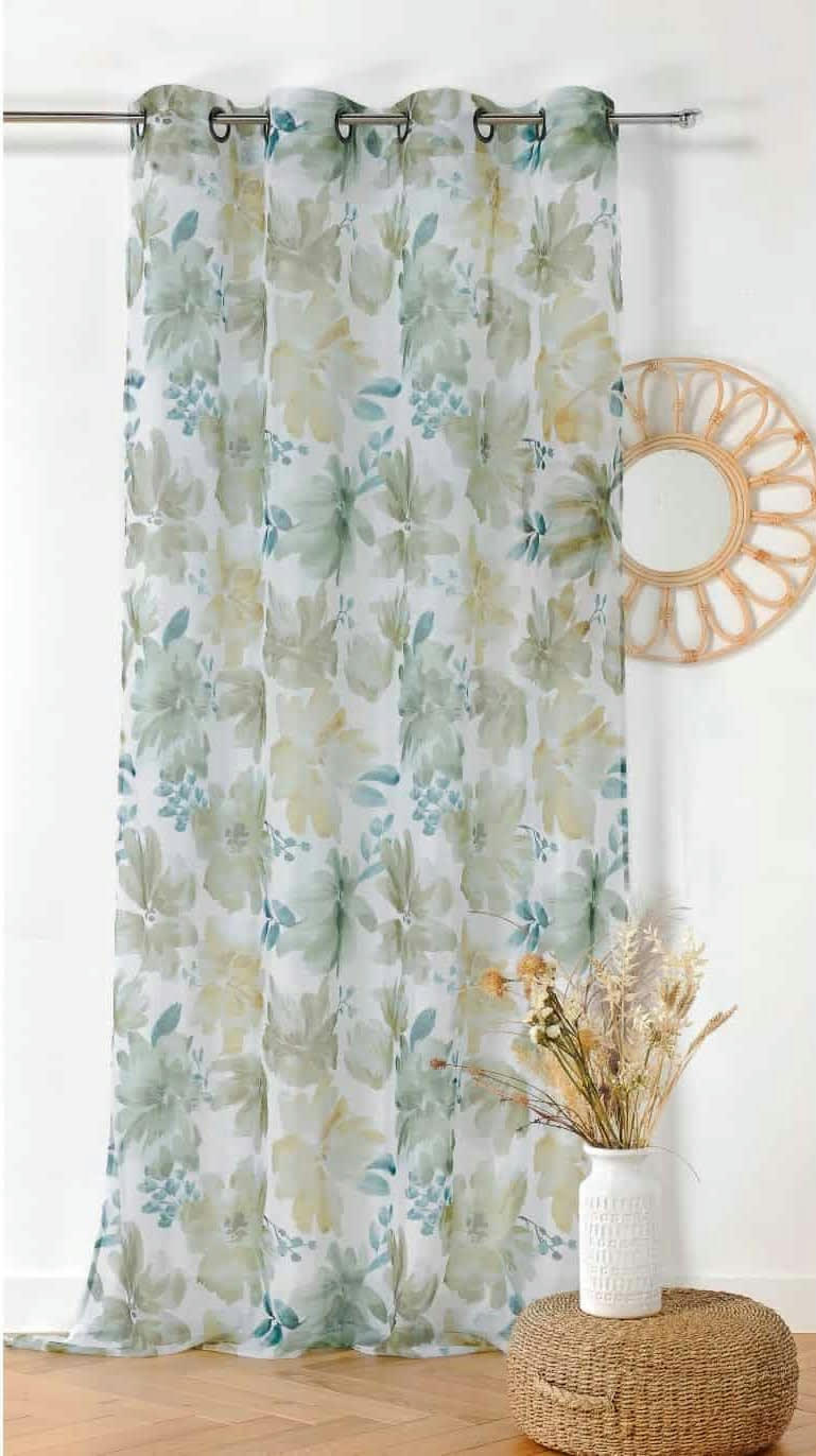 AQUARELLE - Voilage tamisant vert 140x280cm