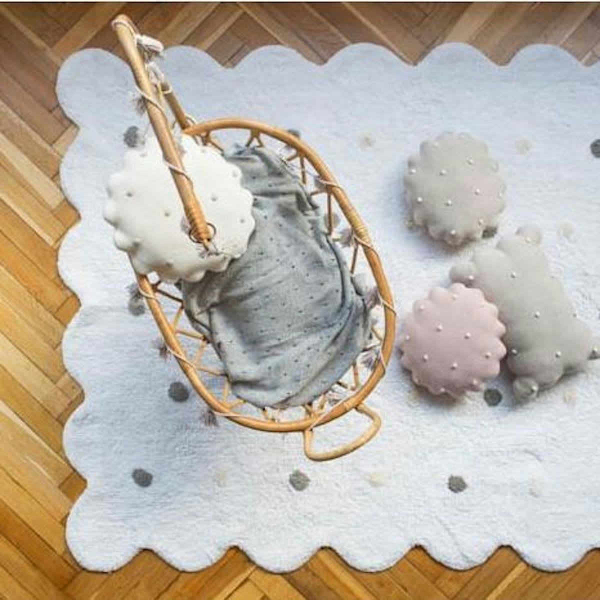 BISCUIT - Tapis coton forme biscuit blanc 120x160