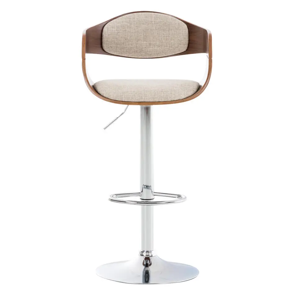 CLP Barkruk Kingston walnoot Frame - Stof - walnoot/creme