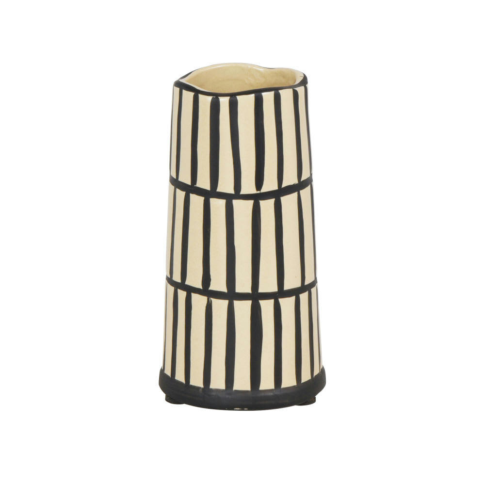 PEPA - Vase en grès beige et noir H12