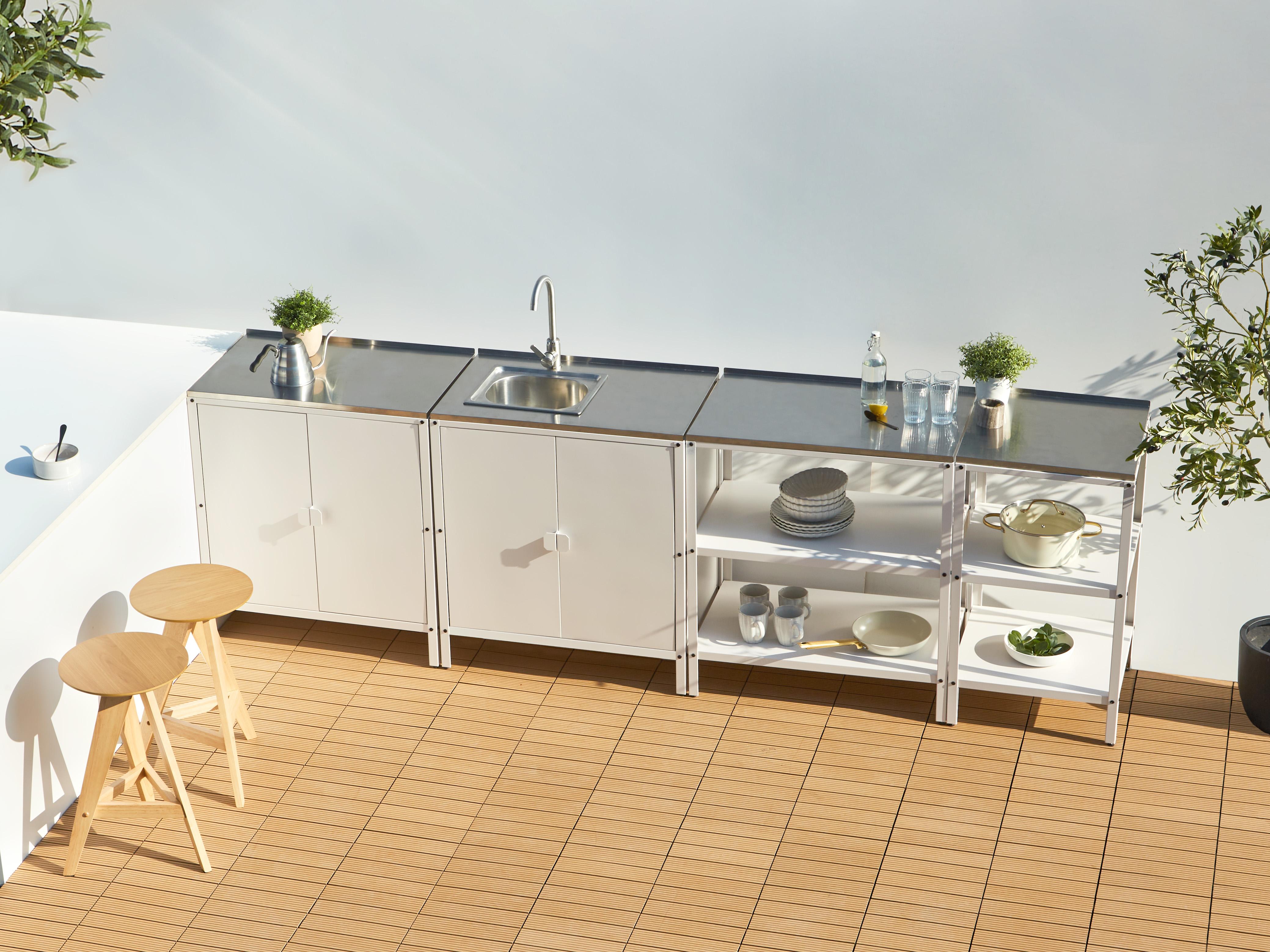 4 Piece Outdoor Kitchen Set with Sink VILAMA Metal White