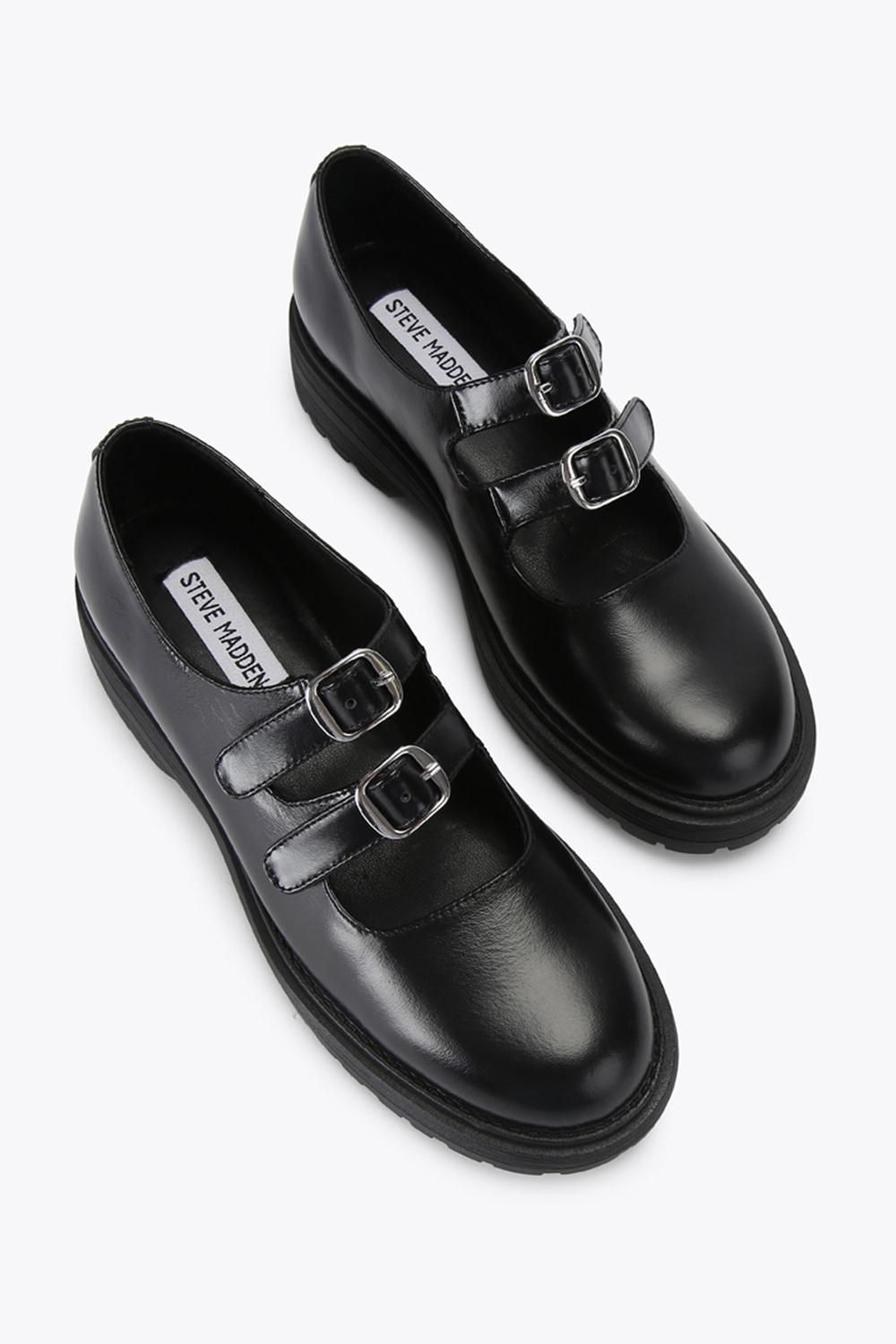STEVE MADDEN Alba Black' Leather Flats