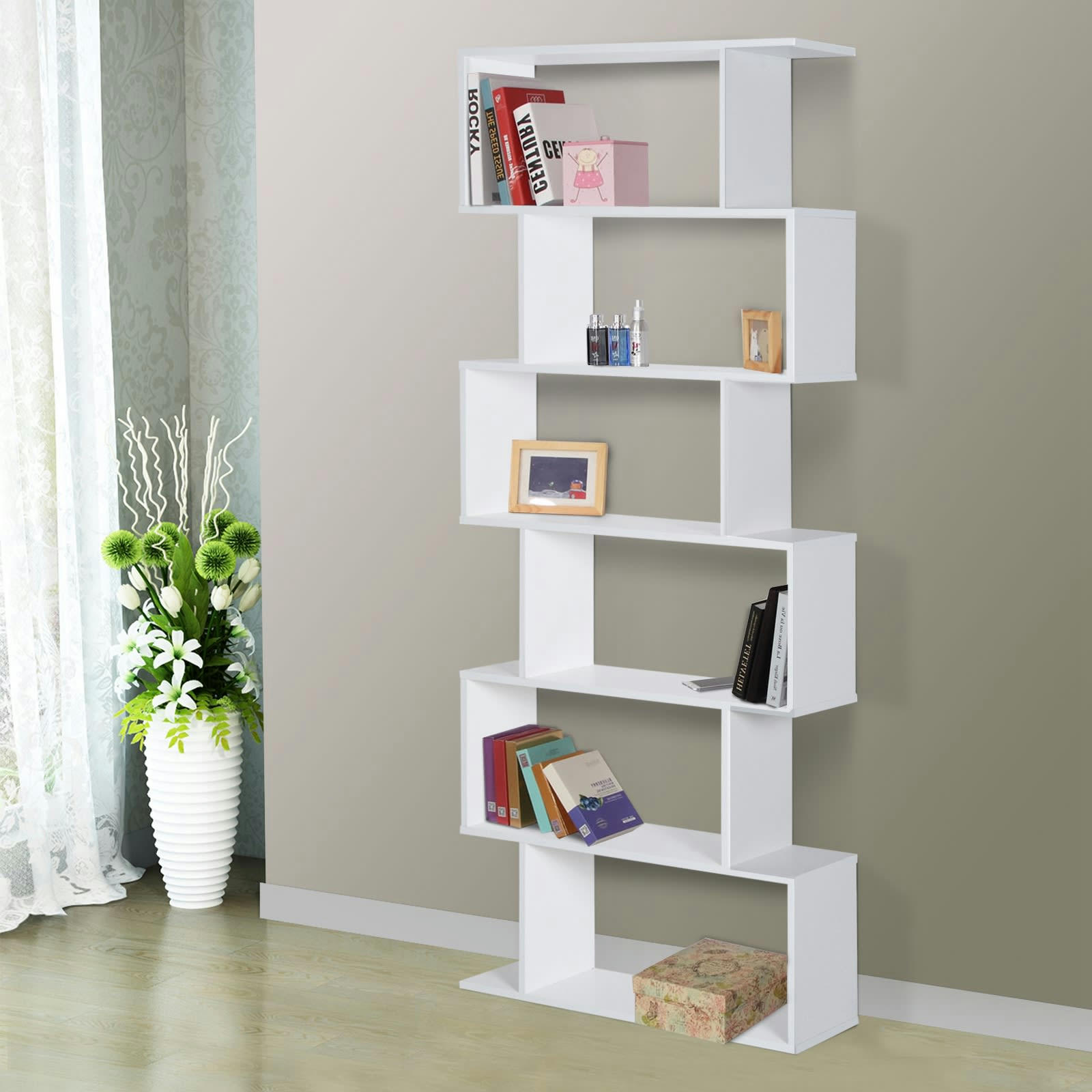 - Bibliothèque étagère zig zag 80L x 23l x 192H cm