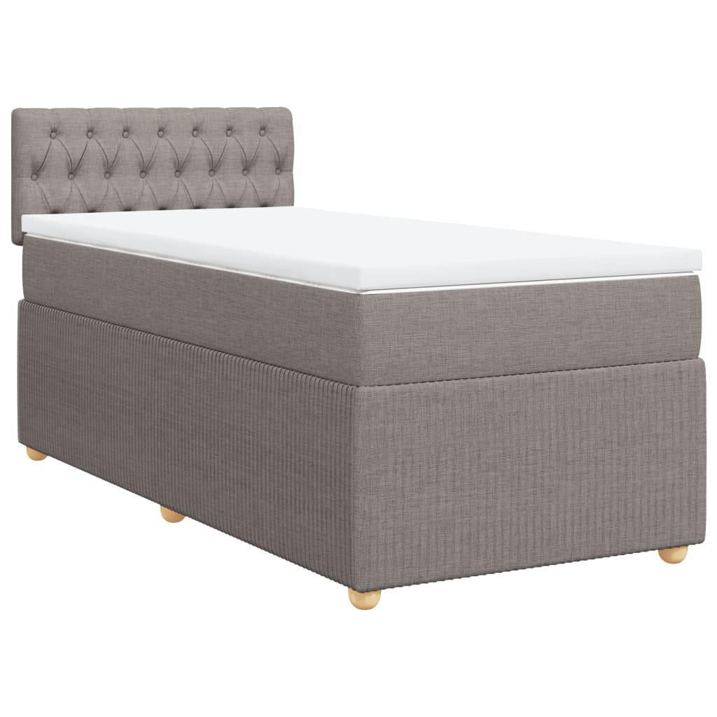 Łóżko kontynentalne z materacem taupe tkanina 80x200 cm