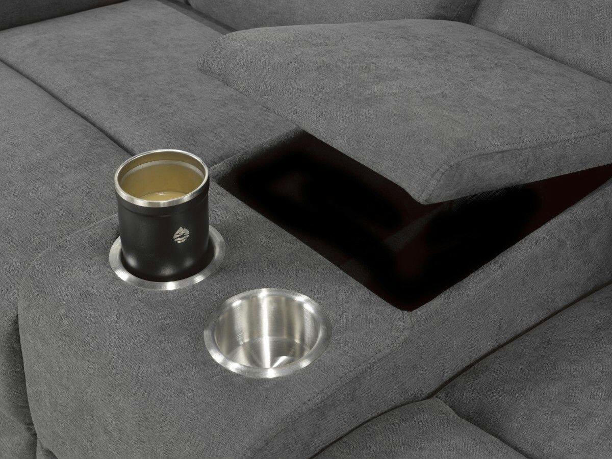 Brassex Harper Recliner Love Seat with Console, Grey