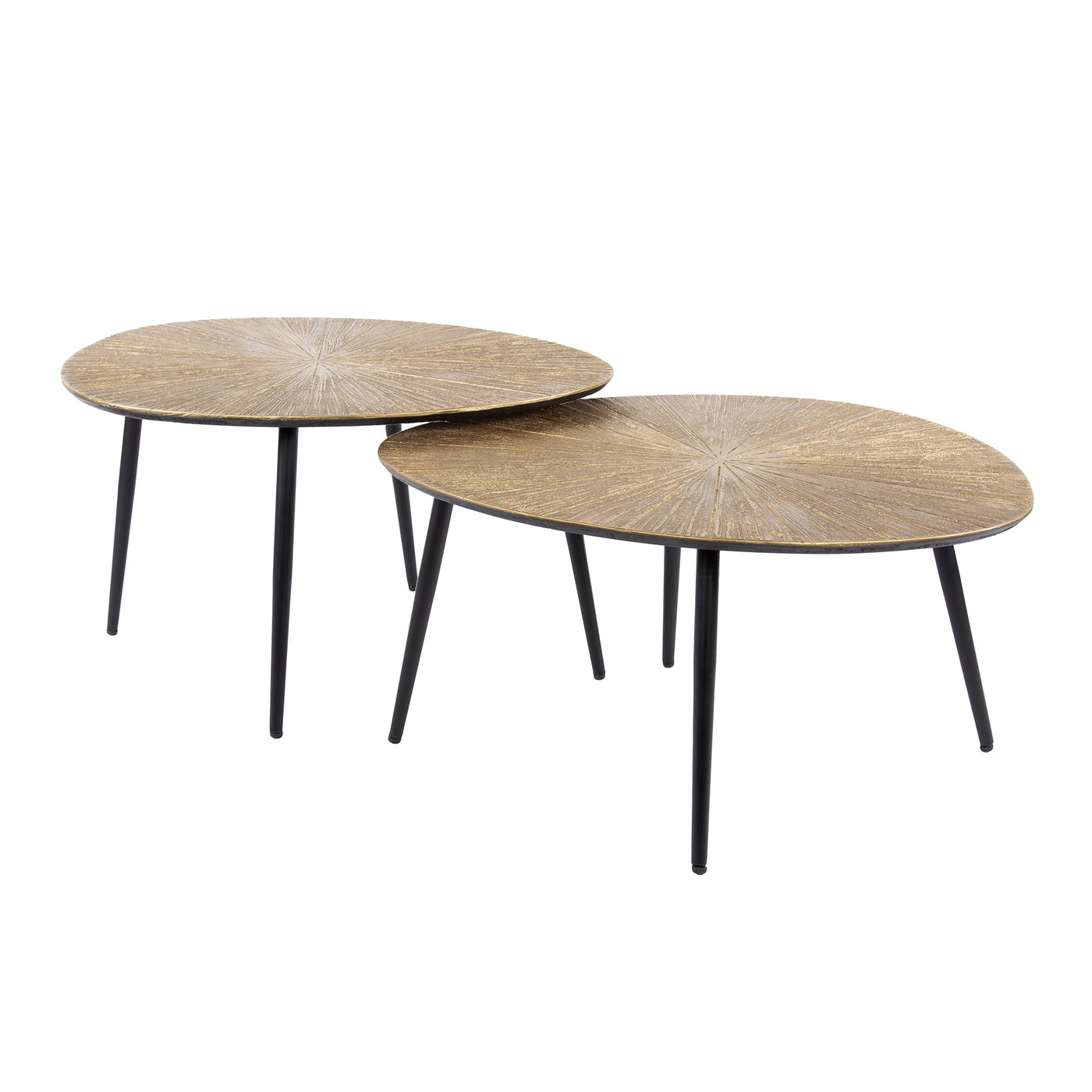 Giga Meubel Salontafel Ray Metal - Organisch - Brons Metaal - Set van 2