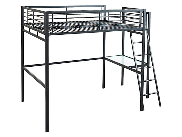 Lit mezzanine CASUAL II - 140 x 190 cm - plateforme bureau - Anthracite   matelas