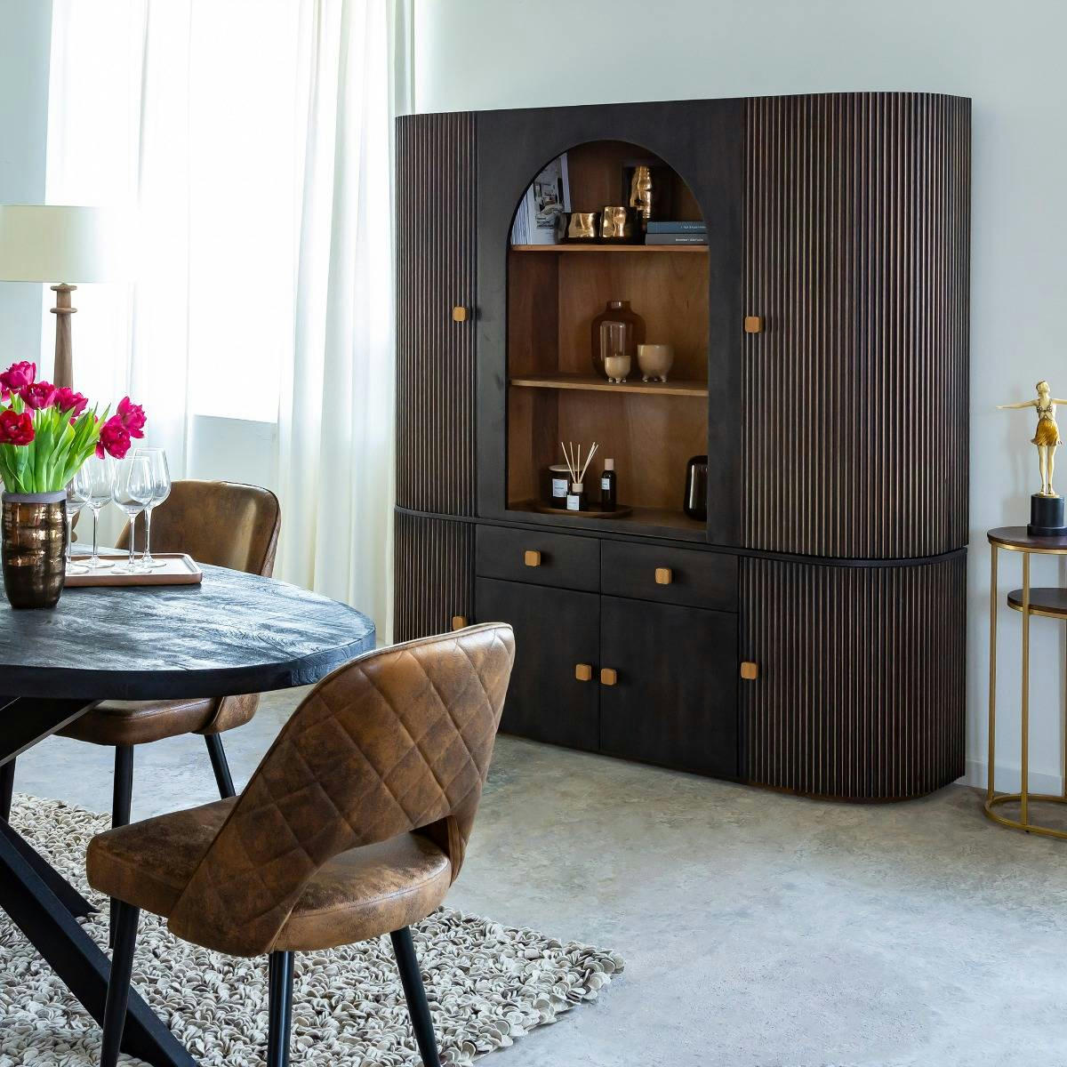 - Vaisselier en bois marron 177 cm