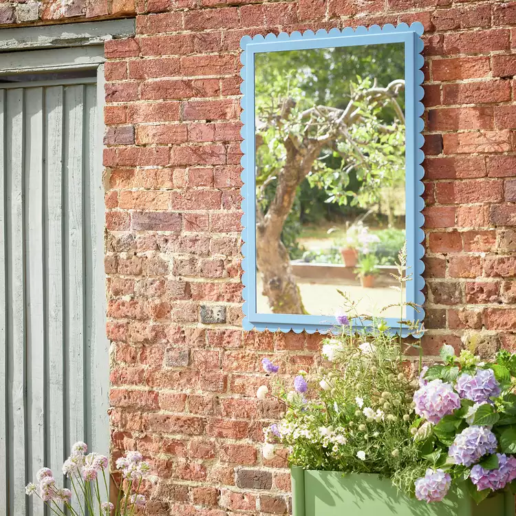 Habitat Blue 3mm Metal Frame Scalloped Wall Mirror - 98x69cm