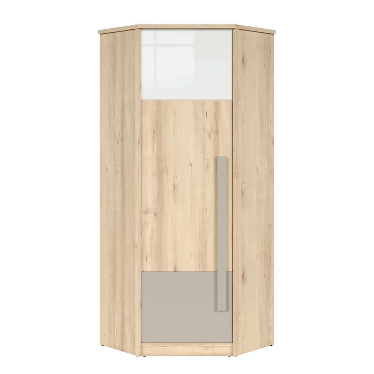 - Armoire d'angle 1 porte naturel gris et blanc