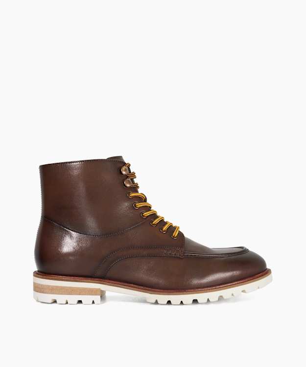Collson Brown - Burnished Leather Lace-Up Ankle Boots