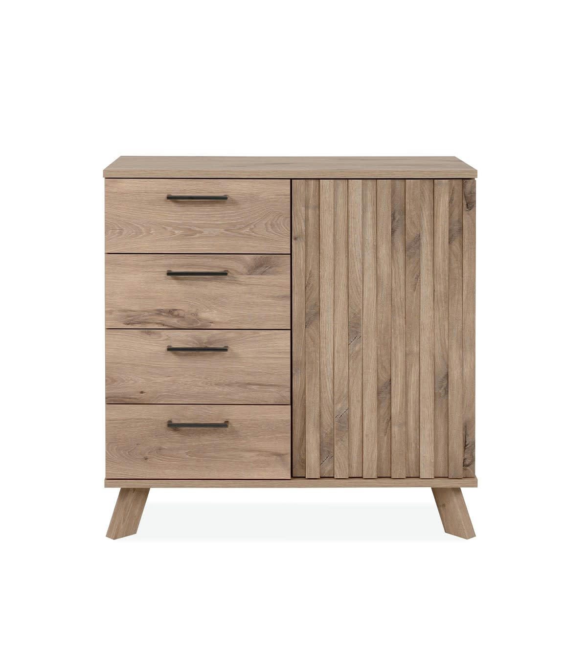 OPOLE - Buffet 4 tiroirs 1 porte effet bois - L85 x H85 cm