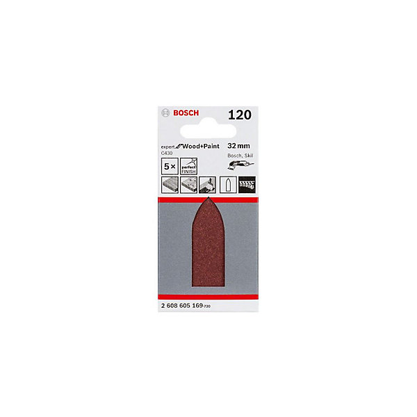Pack de 5 feuilles abrasives C430 Expert for Wood and Paint - BOSCH - 2608605169