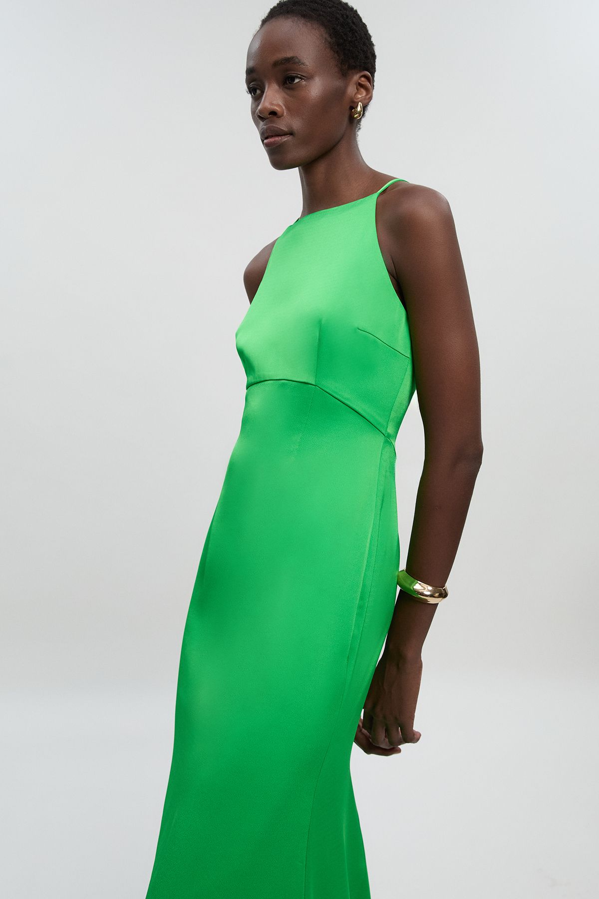 KarenMillen Satin Back Crepe Column Woven Maxi Dress