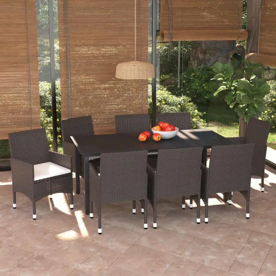 vidaXL - 7-delige Tuinset met wit kussens - Bruin poly rattan - 190x90 cm