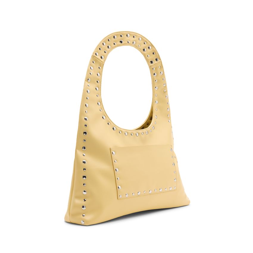Manfield Gele handtas met zilveren studs