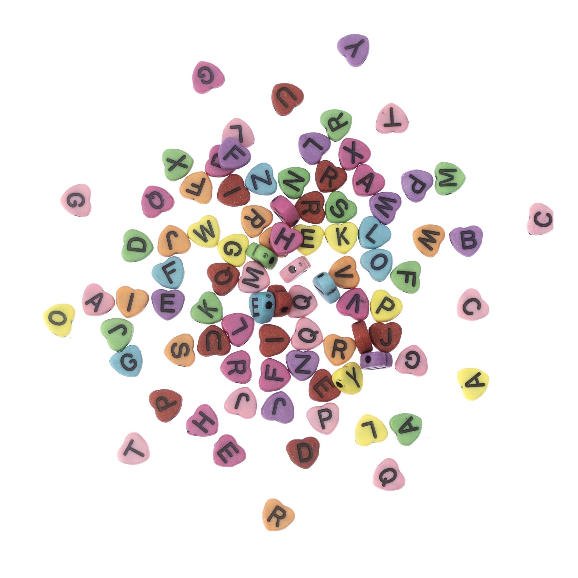 Heart Alphabet Beads 50g