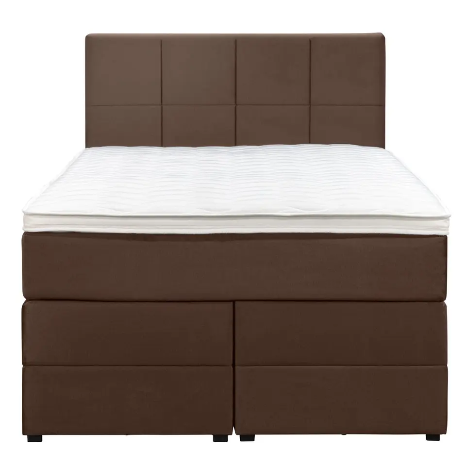 Boxspring met opbergruimte Liv geblokt - bruin - 120x200 cm