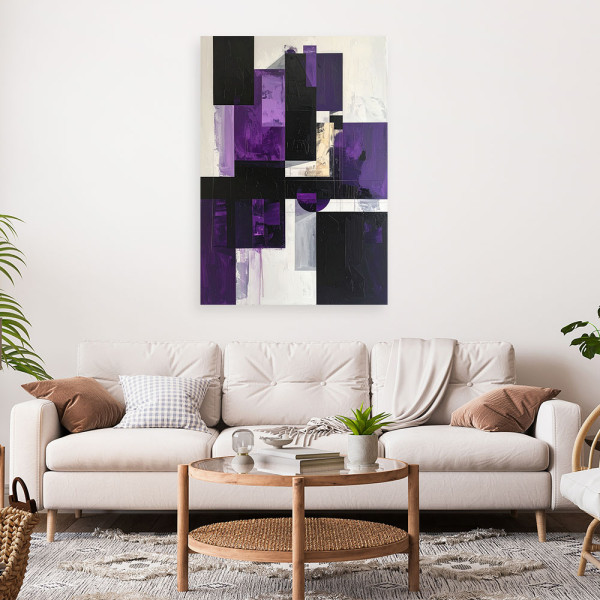 Obraz do salonu sypialni biura, Fioletowe kształty geometryczne 20x30