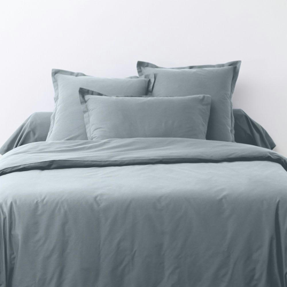 - Lot de 2 taies d'oreiller rectangles coton gris argent 50x70 cm