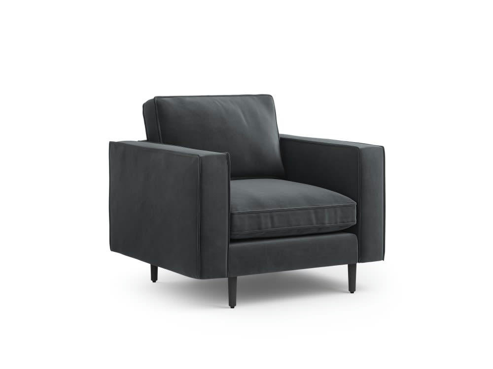 ALEXIS - Fauteuil 1 place en velours gris foncé