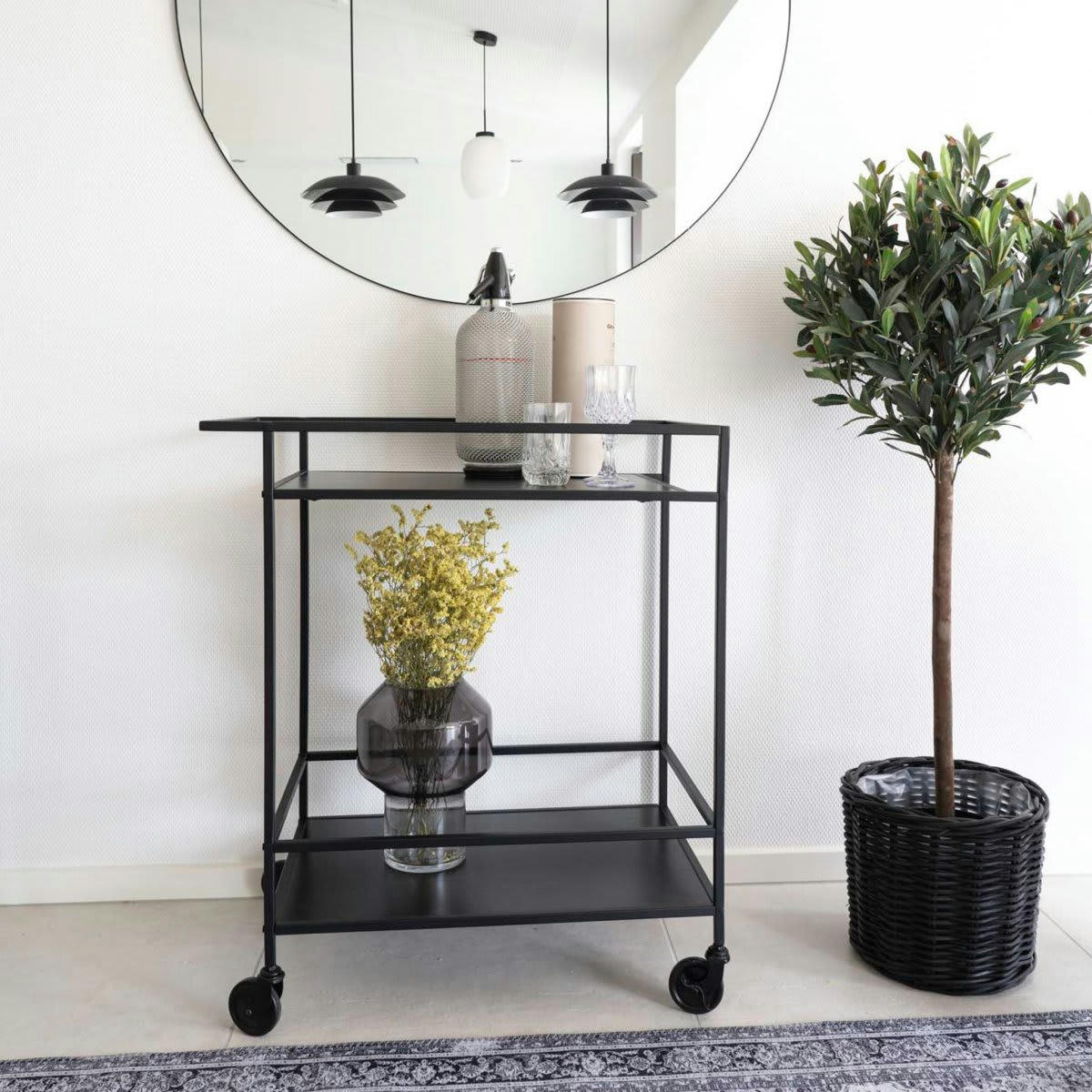 GIVAUDE - Table d'appoint chariot à roulettes noir