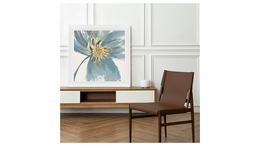 Obraz w ramie Blue Flowers With Gold Center 83,5x83,5 cm