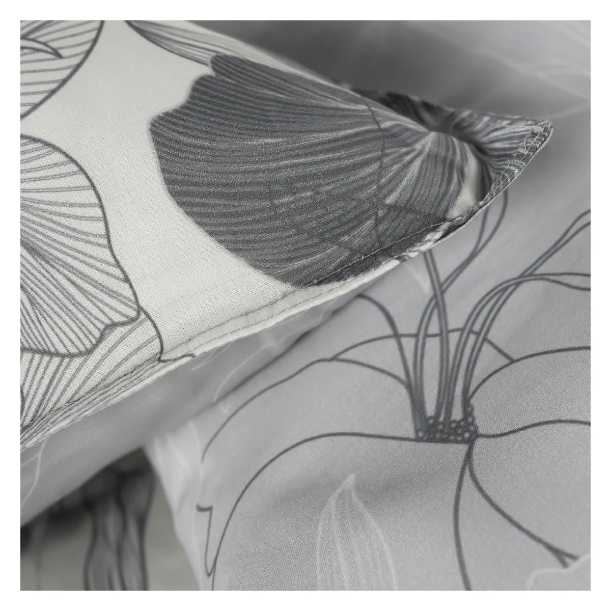 SUNSHINE SWAN - Parure de lit 2 personnes imprimé en Coton Gris 220x240 cm