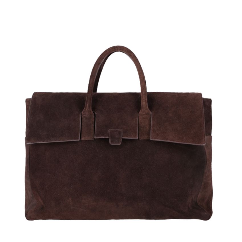 Manfield Donkerbruine suède weekendtas