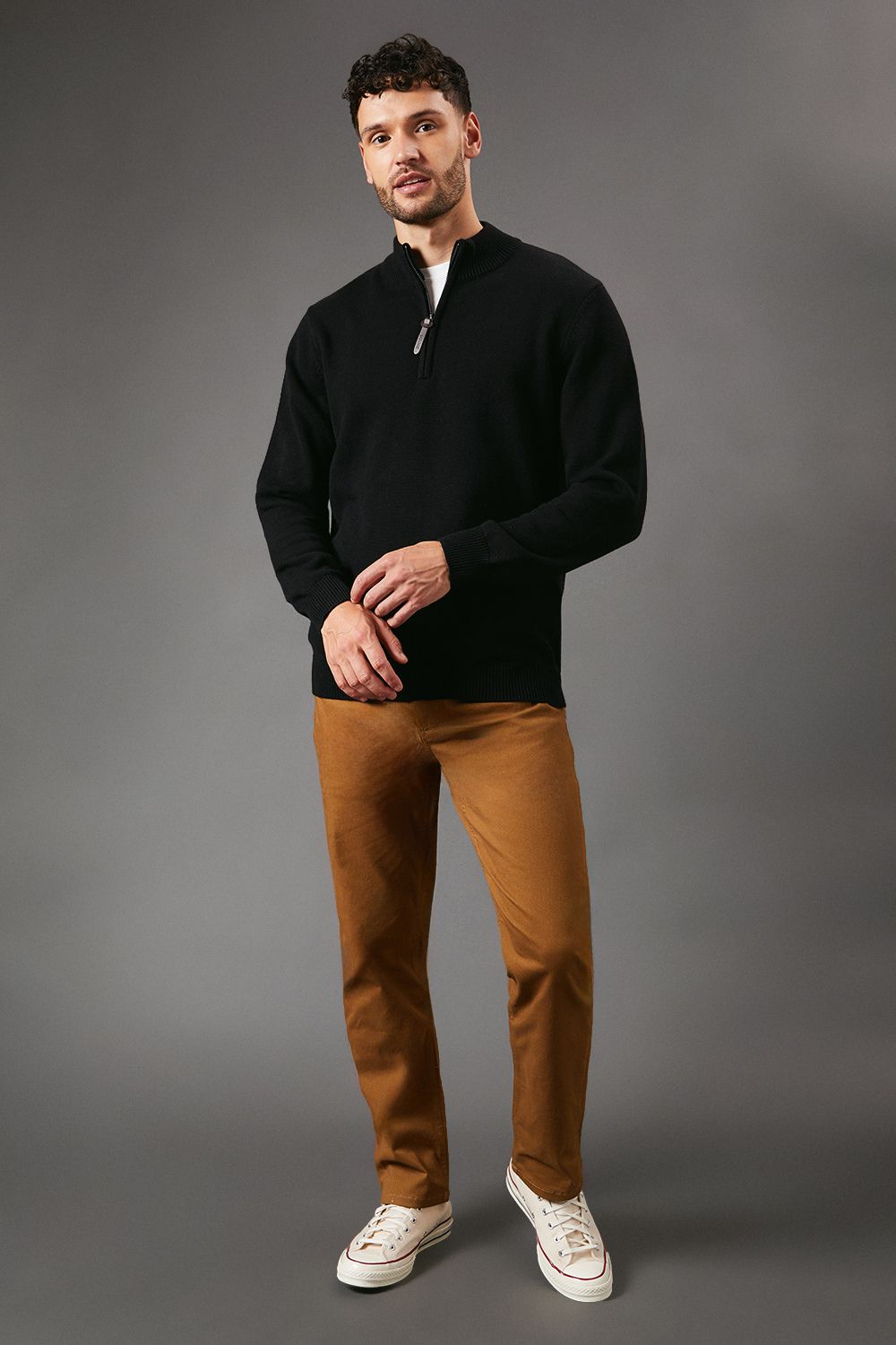 Maine Premium Pure Cotton Half Zip Funnel Jumper