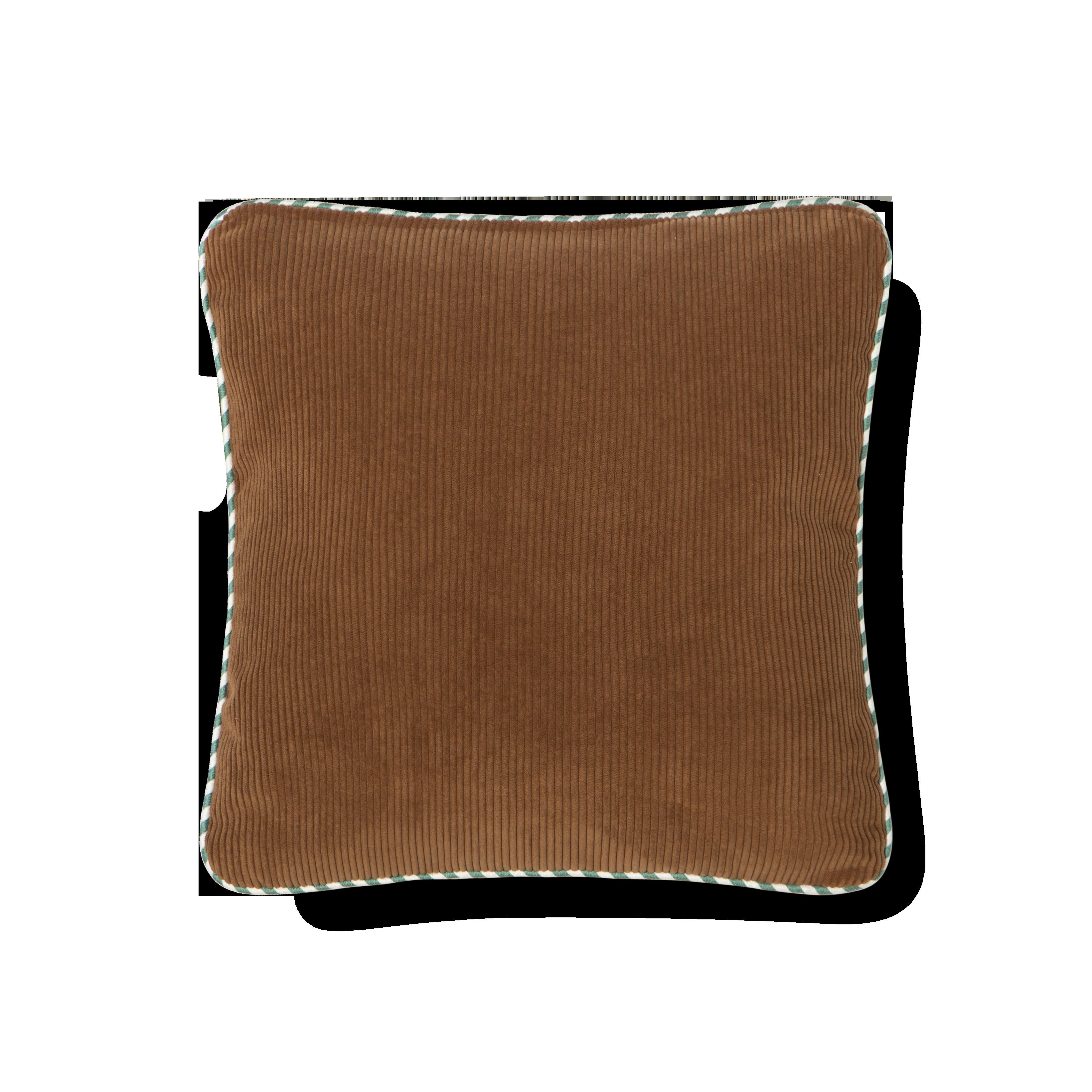 CORDUROY - Coussin réversible velours côtelé rose marron 45x45 finition bicolore