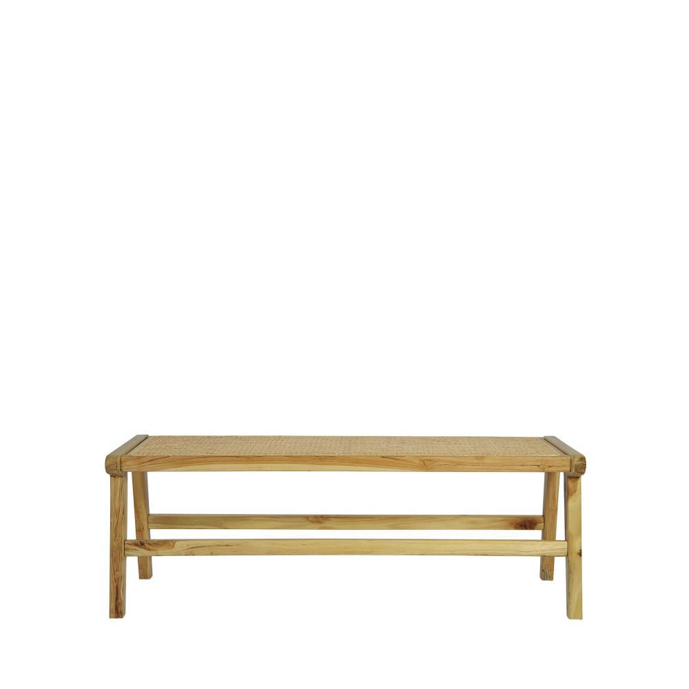 BASUKI - Banc en teck et cannage L120cm bois clair