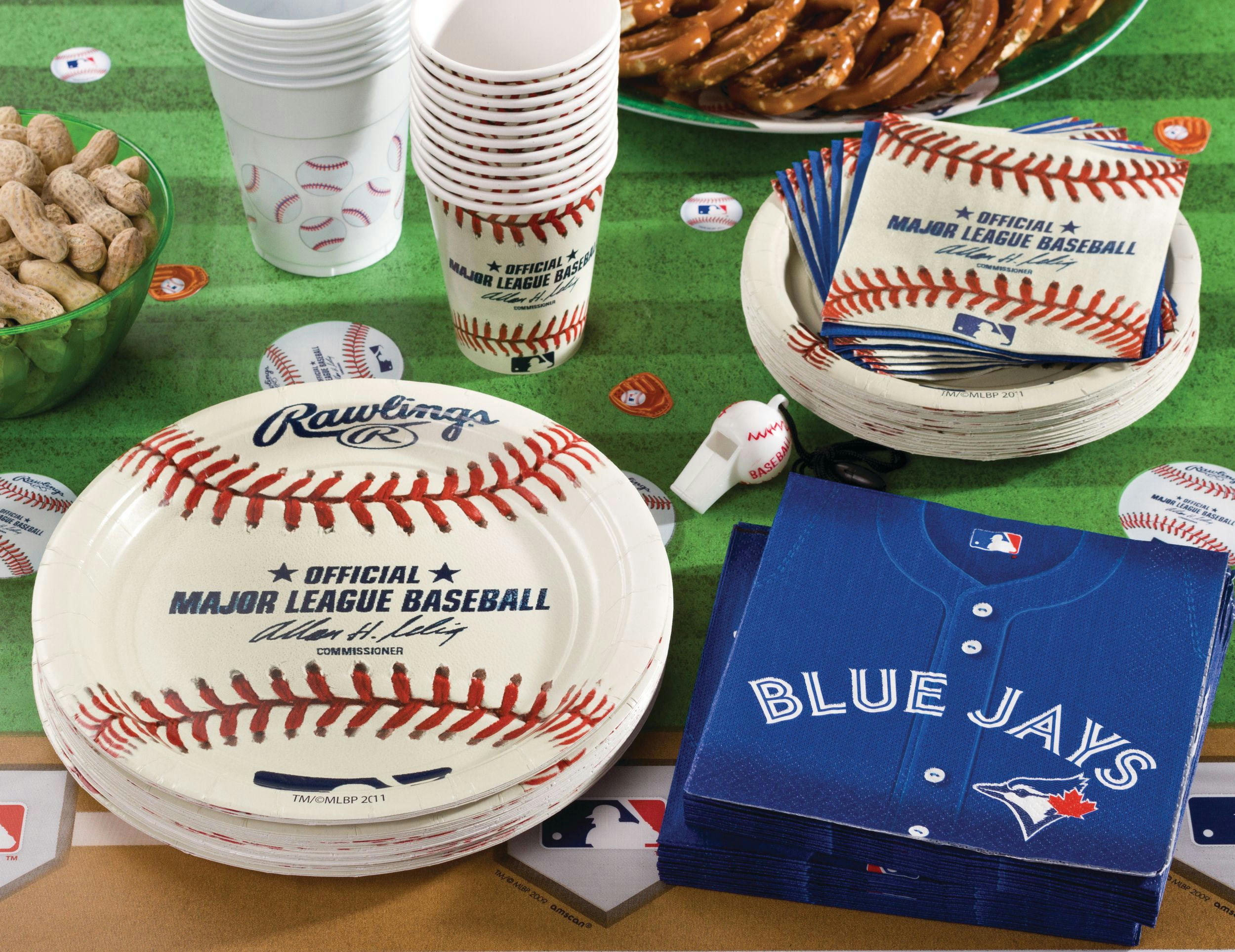 Major League Baseball MLB Toronto Blue Jays Square Paper Disposable Lunch Napkins, Blue, 6.5-in, 36-pk, 2-ply, for Sports Party
