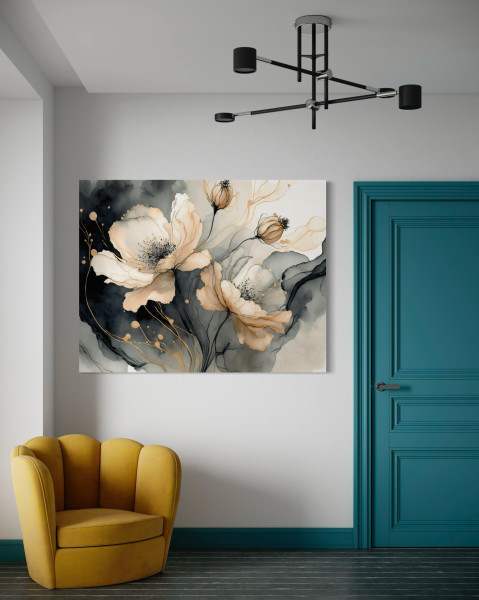 Feeby Obraz na płótnie, Kwiat akwarela beżowy 60x40