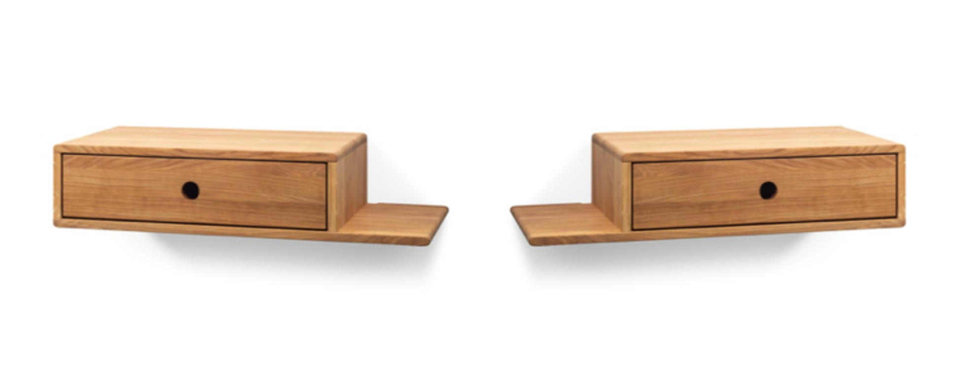 HOPE - Lot de 2 Table de chevet avec étagère sur le côté  en chêne huilé