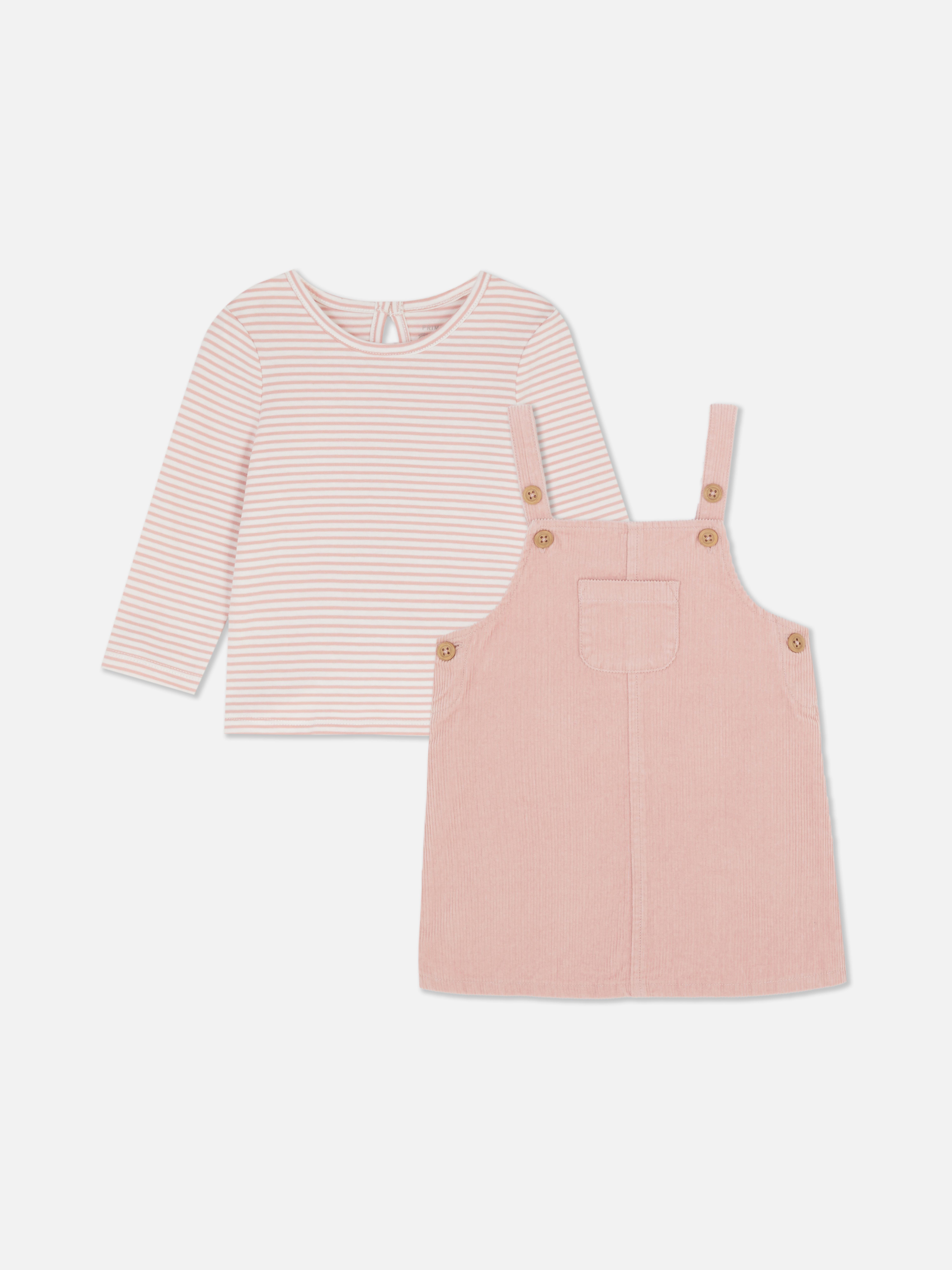 0-36mths | Long Sleeve T-Shirt and Overall Dress Set