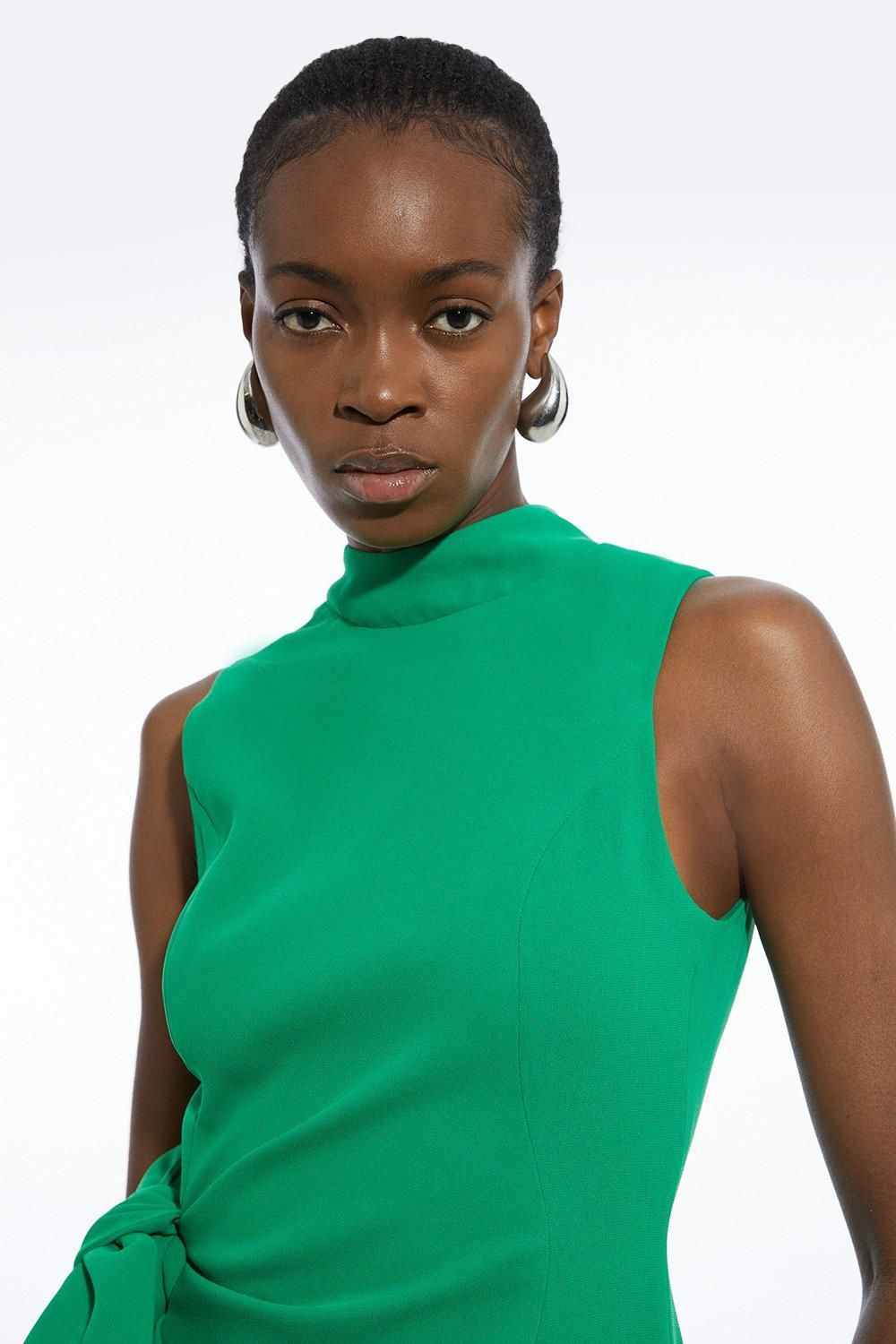 KarenMillen Fluid Tailored Waist Tie Midi Pencil Dress
