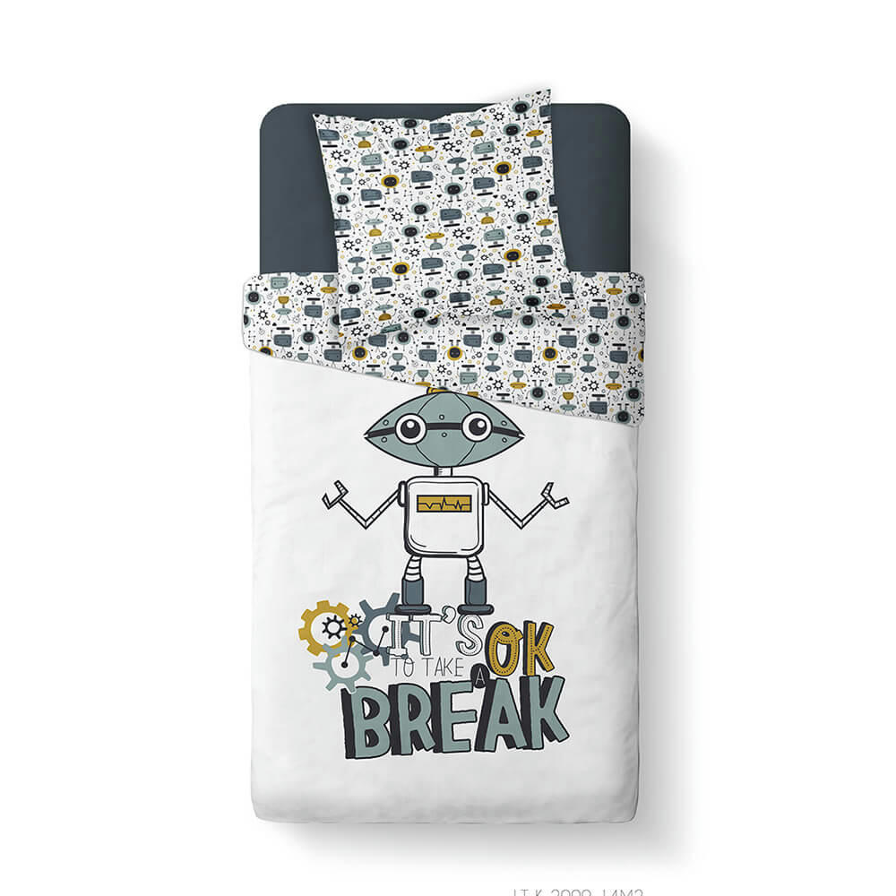 KOOL - Parure de lit en Coton Blanc 140x200 cm