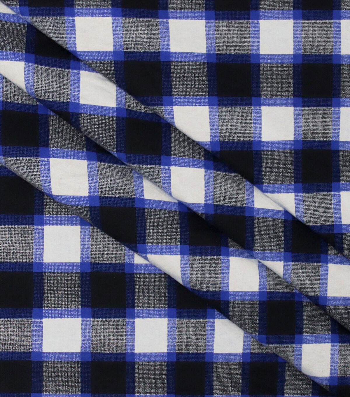 Blue Black Textured Check Super Snuggle Flannel Fabric