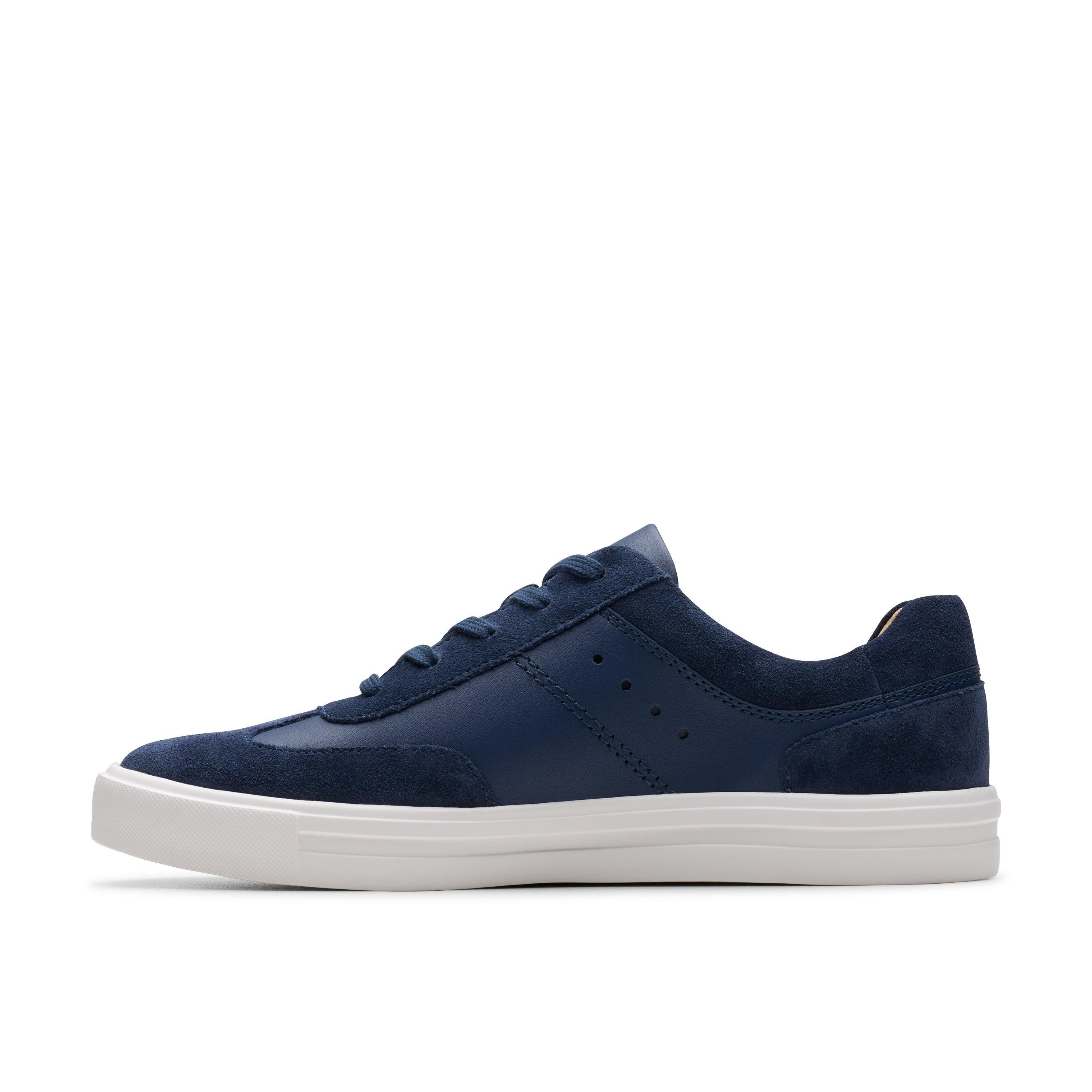 Clarks Makea Court Navy Leather Trainers