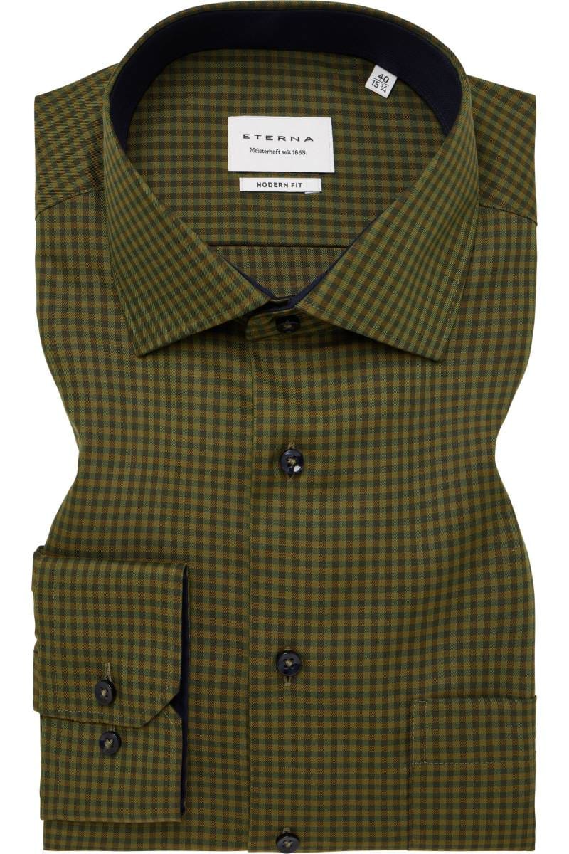 ETERNA Modern Fit Hemd dunkelgrün, Kariert