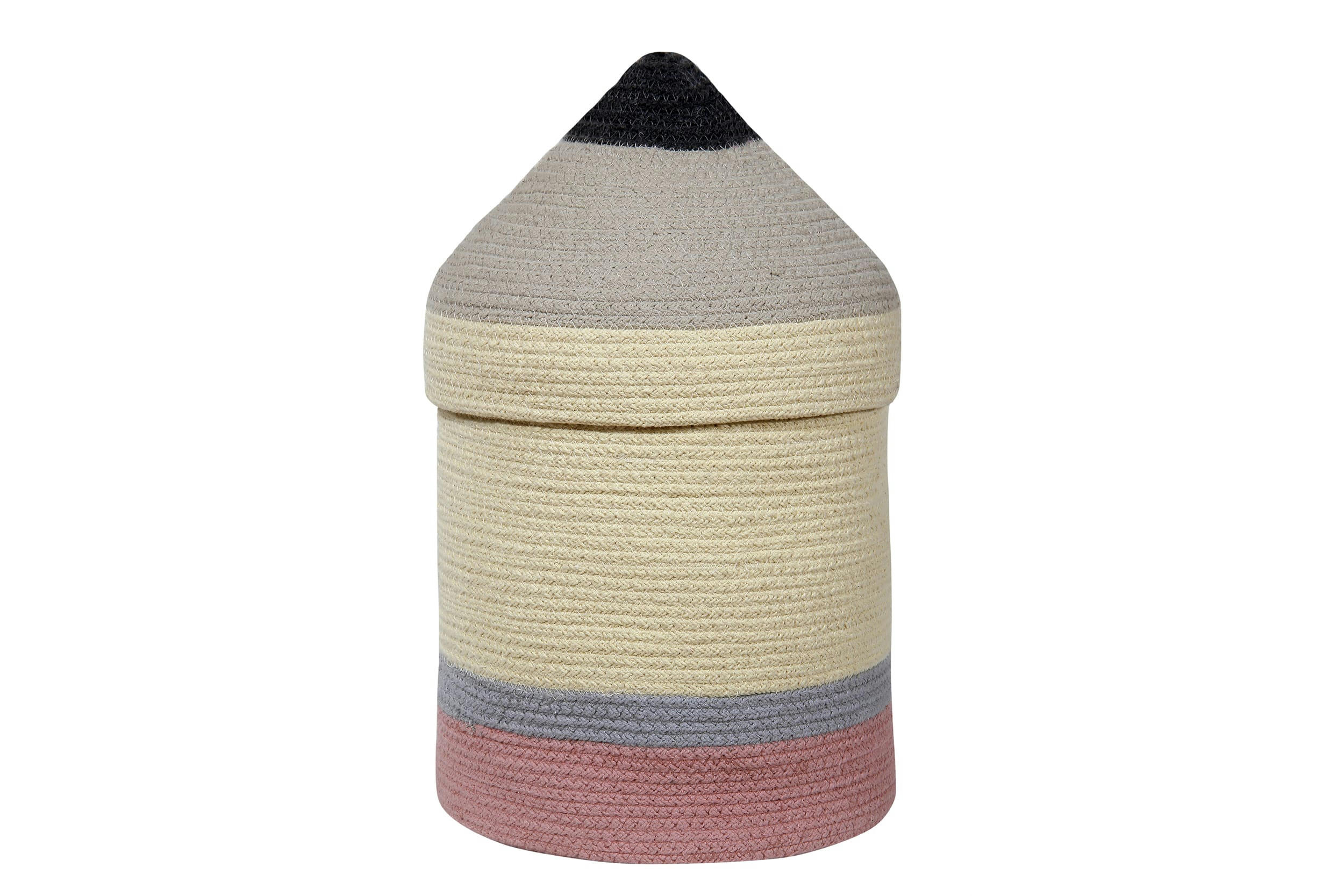 BACK-TO-SCHOOL - Panier en forme de crayon en coton jaune Ø25x45