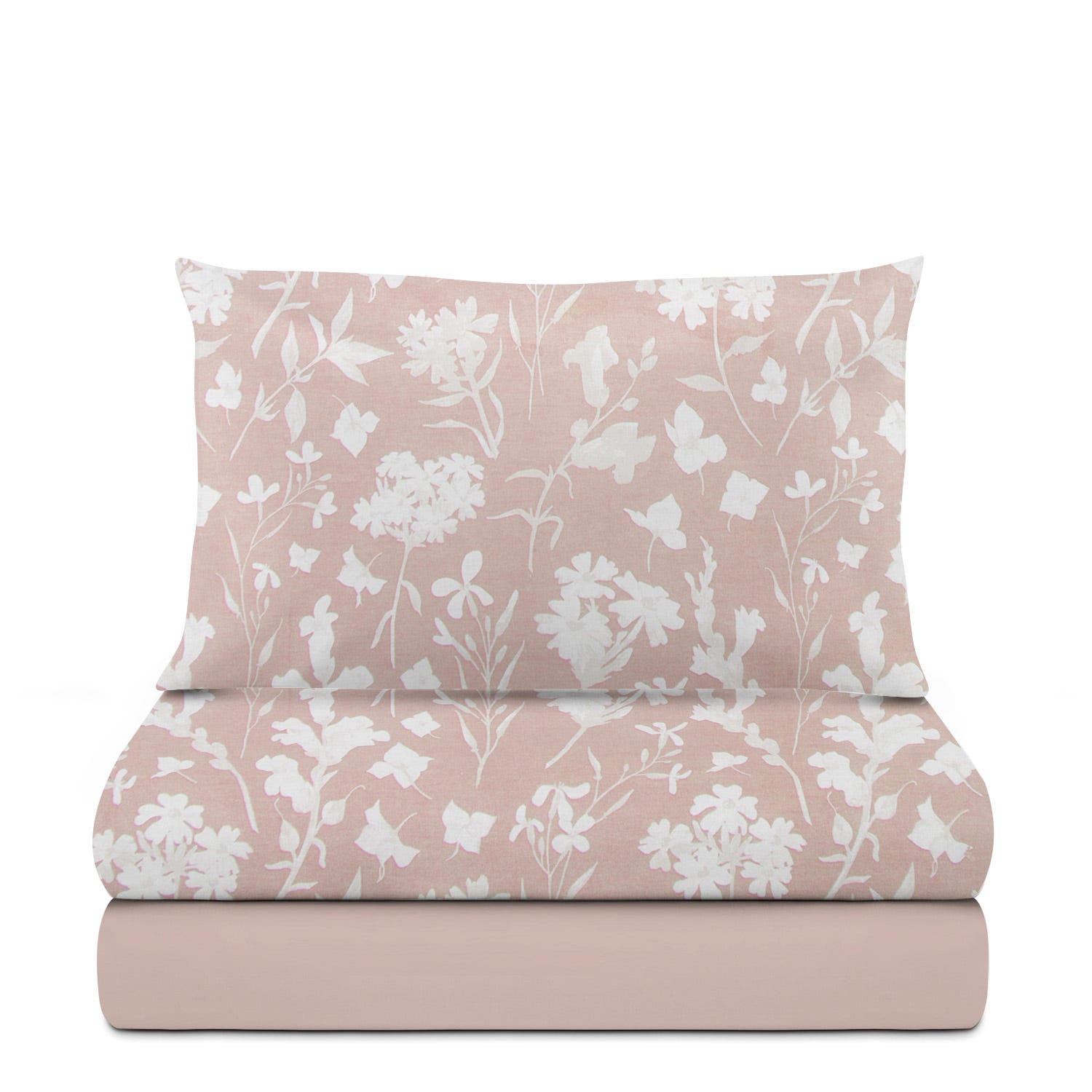 Completo letto singolo cotone fiore tortora