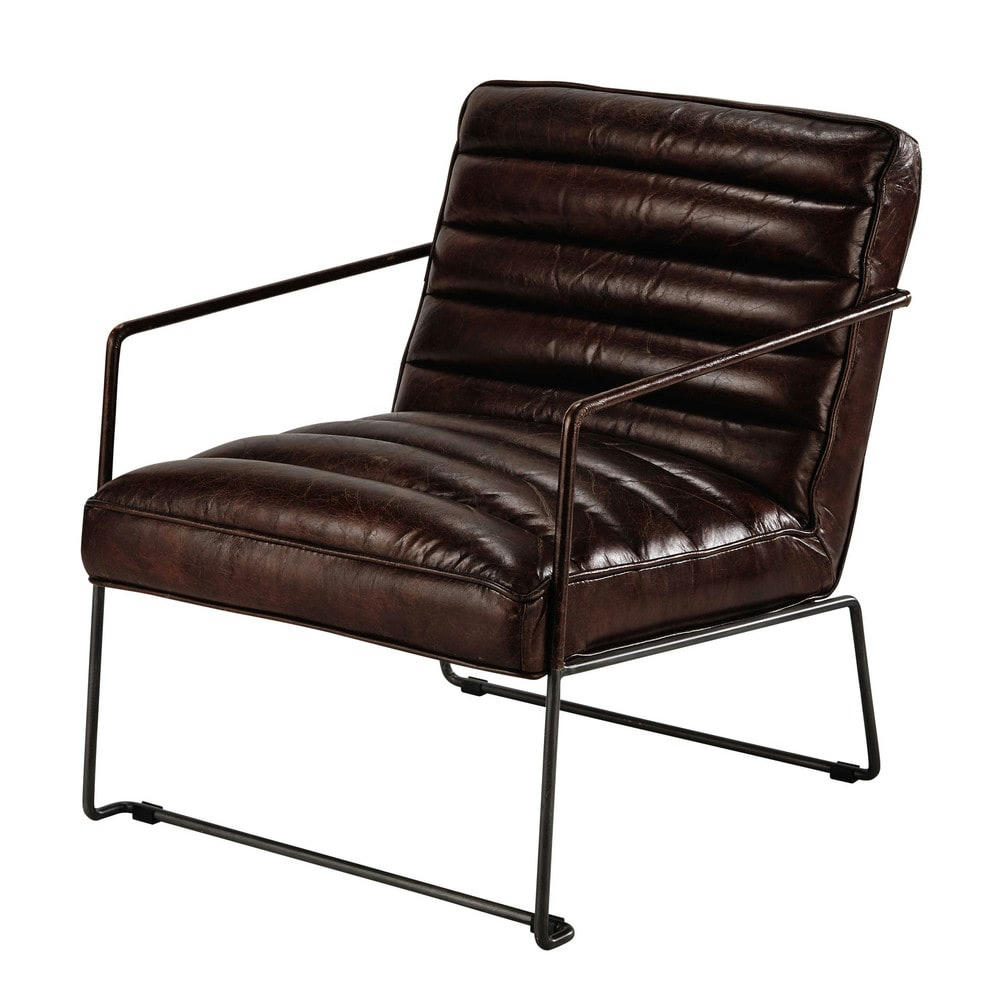 Pearl - Fauteuil en cuir marron