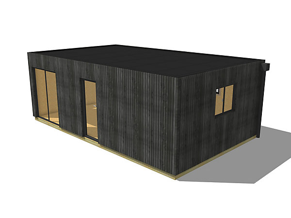 Bureau de jardin ossature bois en bois 7,7 x 4,6 x 2,7 m avec plancher isolé / menuiseries alu k-line