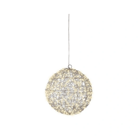 LED-Kugel, Ø 28 cm, 400 Lichtquellen, silberfarben/warmweiß