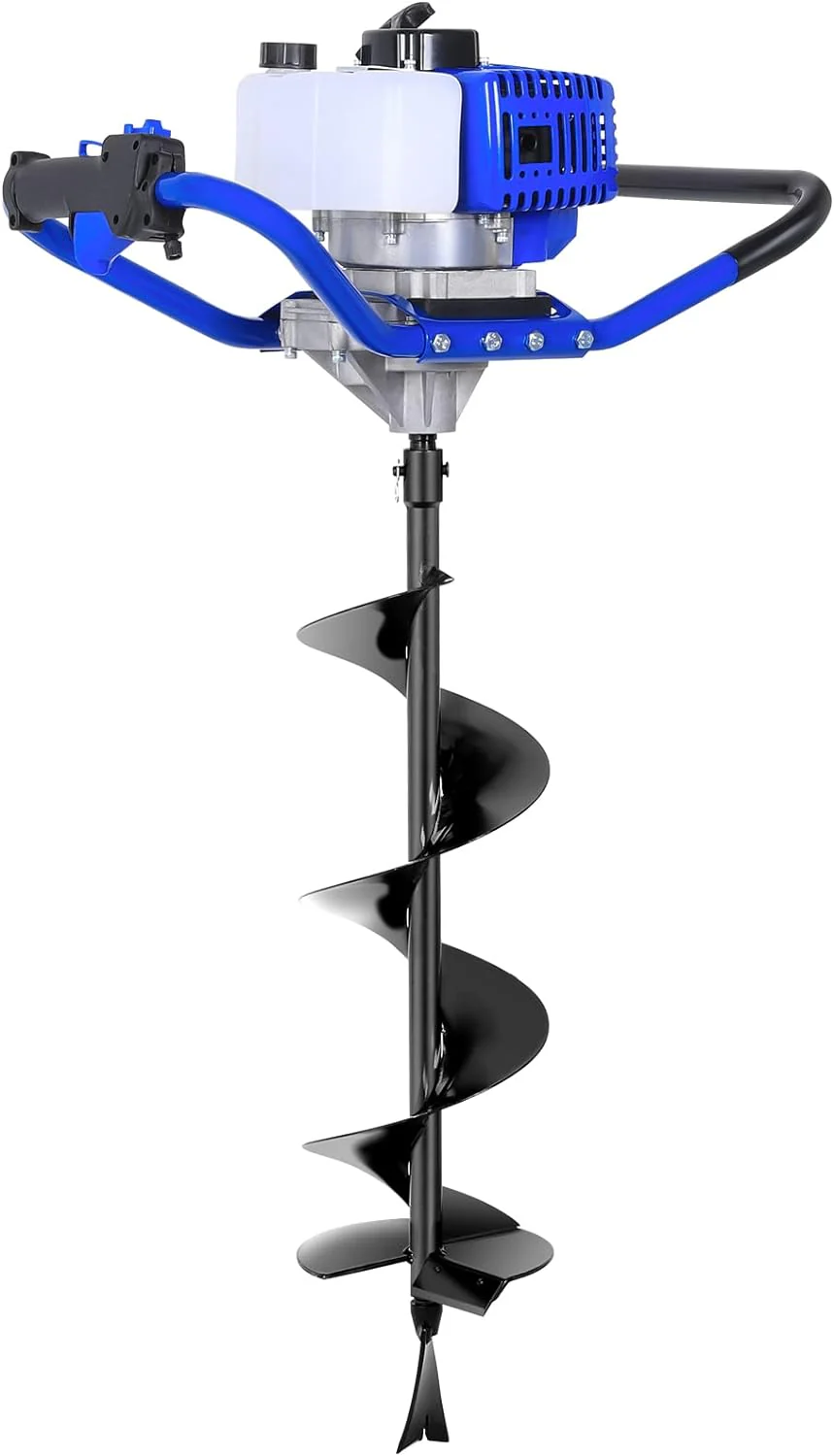 Post Hole Digger Gas Powered, 52cc 2.4 HP 2 Stroke Engine Earth Auger with 8 Drill Bit, EPA Compliant Post Hole Auger